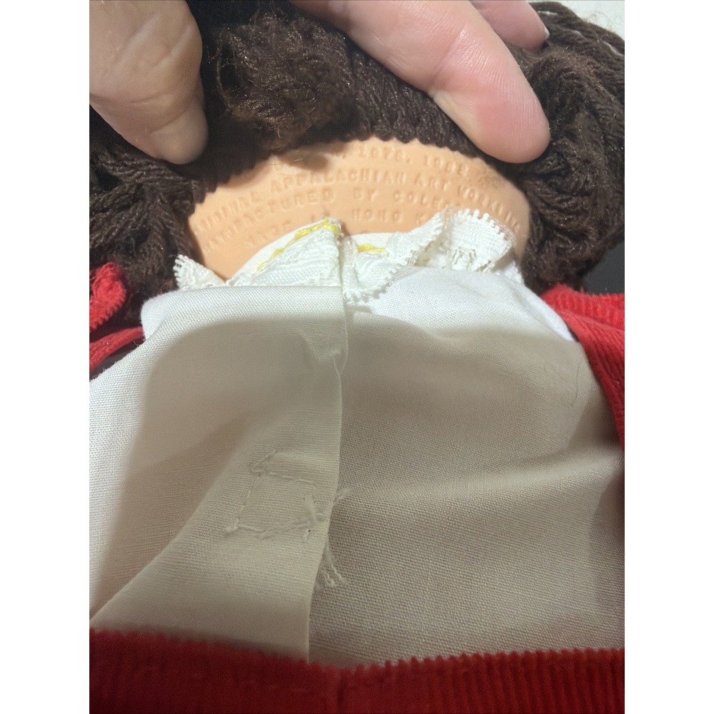 Vintage 1982 Cabbage Patch Doll in Red Coveralls Brown Hair and Brown Eyes - Picture 3 of 6